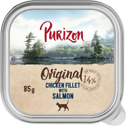 Produktbild von Purizon Getreidefreies Nassfutter Schale Hühnerfilet mit Lachs 6 x 85 g