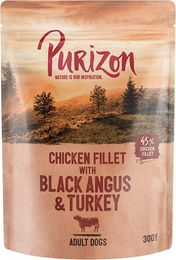 Produktbild von Purizon Hundefutter Adult Getreidefrei Hühnerfilet mit Black Angus Truthahn Süßkartoffel und Cranberry 24 x 300 g - 24 x 300 g