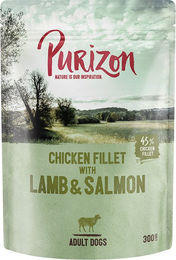 Produktbild von Purizon Hundefutter Adult Getreidefrei Hühnerfilet mit Lamm und Lachs in Sauce 24 x 300 g - 6 x 300 g