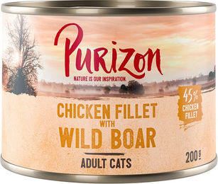 Produktbild von Purizon Katzen Nassfutter Adult Huhn und Wildschwein Stückchen in Sauce getreidefrei 12 x 200 g - 12 x 200 g