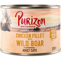 Produktbild von Purizon Katzen Nassfutter Adult Huhn und Wildschwein Stückchen in Sauce getreidefrei 12 x 200 g - 12 x 200 g