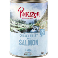 Produktbild von Purizon Katzenfutter Adult Huhn mit Lachs Stückchen in Sauce getreidefrei 24 x 400 g - 24 x 400 g