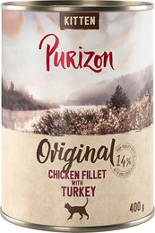Produktbild von Purizon Kitten Nassfutter Hühnerfilet mit Truthahn in Sauce getreidefrei 24 x 400 g - 24 x 400 g
