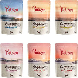 Produktbild von Purizon Organic Bio Hundefutter Mixpaket Getreidefrei 24 x 85 g mit Huhn, Rind, Lachs und Ente - 6 x 85 g