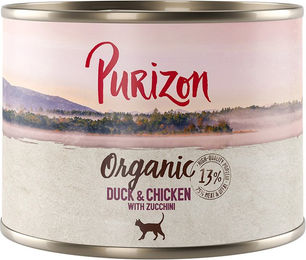 Produktbild von Purizon Organic Bio Katzenfutter Ente und Huhn mit Zucchini getreidefrei Adult 24 x 200 g - 24 x 200 g