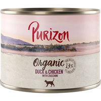 Produktbild von Purizon Organic Bio Katzenfutter Ente und Huhn mit Zucchini getreidefrei Adult 24 x 200 g - 24 x 200 g