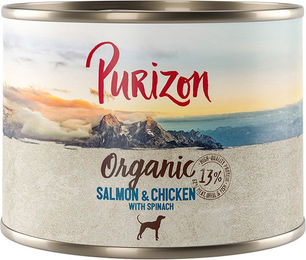 Produktbild von Purizon Organic Katzen Nassfutter Adult Lachs und Huhn mit Spinat Stückchen in Sauce Getreidefrei 6 x 200 g - 6 x 200 g