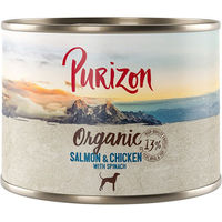Produktbild von Purizon Organic Katzen Nassfutter Adult Lachs und Huhn mit Spinat Stückchen in Sauce Getreidefrei 6 x 200 g - 6 x 200 g