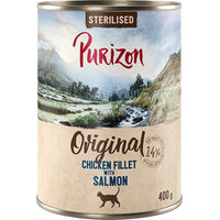Produktbild von Purizon Original Getreidefreies Nassfutter für ausgewachsene kastrierte Katzen Huhn mit Lachs in Sauce 24 x 400 g - 24 x 400 g