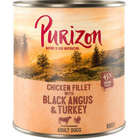 Produktbild von Purizon Original Hundefutter Adult Getreidefrei Hühnerfilet mit Black Angus Truthahn Süßkartoffel und Cranberry 6 x 800 g - 6 x 800 g