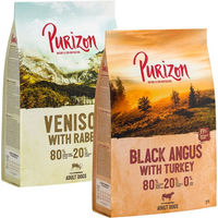 Produktbild von Purizon Probierpaket Getreidefrei mit hohem Fleischanteil Black Angus Rind mit Truthahn und Wild mit Kaninchen 2 x 1 kg - 2 x 1 kg