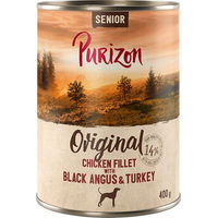 Produktbild von Purizon Senior Hundefutter Huhn und Rind Stückchen in Sauce getreidefrei Light 6 x 400 g - 6 x 400 g