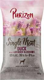 Produktbild von Purizon Single Meat Adult Hundefutter Ente mit Apfel und Lavendelblüten getreidefrei monoprotein sensitive 100 g