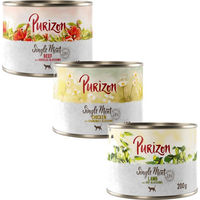 Produktbild von Purizon Single Meat Nassfutter Mix Huhn Rind Lamm Getreidefrei Monoprotein 6 x 200 g
