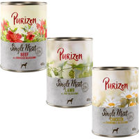 Produktbild von Purizon Single Meat Nassfutter Mix Huhn Rind Lamm Getreidefrei Monoprotein Sensitive 6 x 400 g