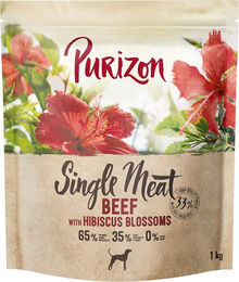 Produktbild von Purizon Single Meat Rind mit Hibiskusblüten Getreidefrei Monoprotein Sensitive Adult Hundefutter 1 kg - 1 kg