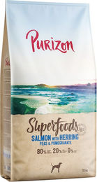 Produktbild von Purizon Superfoods Hundefutter Adult Lachs mit Hering Getreidefrei mit hohem Fleischanteil 12 kg