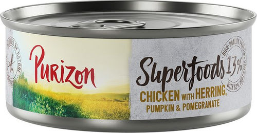 Produktbild von Purizon Superfoods Hundefutter Huhn mit Hering getreidefrei hoher Fleischanteil 6 x 70 g - 6 x 70 g