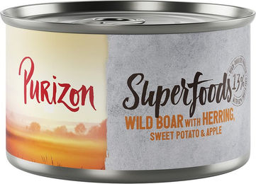 Produktbild von Purizon Superfoods Hundefutter Wildschwein mit Hering getreidefrei mit hohem Fleischanteil 6 x 140 g - 6 x 140 g