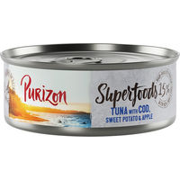 Produktbild von Purizon Superfoods Katzenfutter Thunfisch mit Kabeljau, Süßkartoffel und Apfel getreidefrei 6 x 70 g - 6 x 70 g