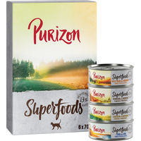Produktbild von Purizon Superfoods Mixpaket Getreidefrei mit hohem Fleischanteil 6 x 70 g (Huhn, Thunfisch, Wildschwein, Wild) - 6 x 70 g