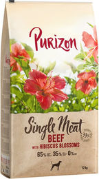 Produktbild von Purizon Trockenfutter Adult Rind mit Hibiskusblüten Getreidefrei Monoprotein 2 x 12 kg - 2 x 12 kg
