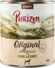 Produktbild von Purizon Welpen Nassfutter Hühnerfilet mit Wild und Kaninchen in Sauce getreidefrei 6 x 800 g - 6 x 800 g