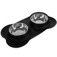 Produktbild von Purlov Doppel-Fressnapf aus Silikon rutschfest Schwarz 2x 350ml - 2 x 450 ml