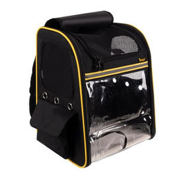 Purlov Haustier Rucksack für kleine Rassen mit transparenter Folie und atmungsaktivem Design in Schwarz – Bild 1 von 3