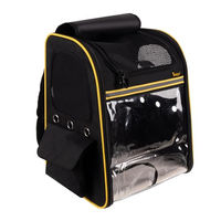 Produktbild von Purlov Haustier Rucksack für kleine Rassen mit transparenter Folie und atmungsaktivem Design in Schwarz