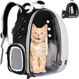 Purlov Haustier Rucksack mit transparentem Plexiglas und Belüftung Schwarz Transparent - 5 kg – Bild 1 von 13