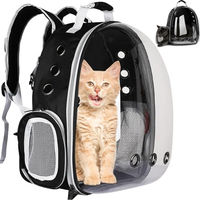 Produktbild von Purlov Haustier Rucksack mit transparentem Plexiglas und Belüftung Schwarz Transparent - 5 kg
