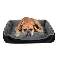 Produktbild von Purlov Hundebett gepolstert für kleine und mittelgroße Hunde aus Polyester in Grau oder Schwarz Größe L