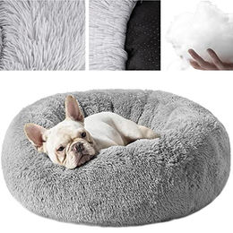 Purlov Hundebett und Katzenbett aus Kunstfell als rundes Donut-Kuschelbett für kleine und mittlere Hunde und Katzen – Bild 1 von 5