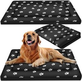 Purlov Hundematte XXL Stoff Hundebett für erwachsene Hunde in Schwarz und Weiß – Bild 1 von 2