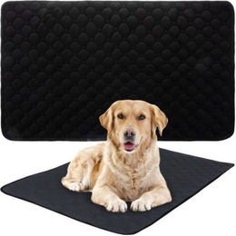 Purlov Hundetoilette Saugmatte für Hunde aus Baumwolle Schwarz 50x70cm wasserdicht und wiederverwendbar – Bild 1 von 5