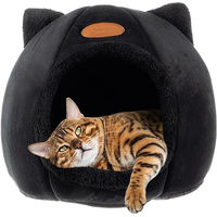 Produktbild von Purlov Katzenhöhle aus Plüsch für Kitten in Schwarz