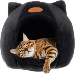 Purlov Katzenzelt Katzenbett mit Plüsch Kissen und kratzfestem Material für erwachsene Katzen – Bild 1 von 5