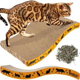 Purlov Kratzpappe Lounge-Bett für Katzen aus recycelbarem Material Braun 22/47 cm – Bild 1 von 4