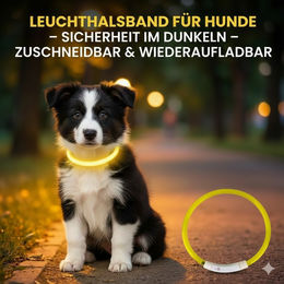 Purlov LED Leuchthalsband für Hunde gelb wasserdicht und aufladbar – Bild 1 von 4