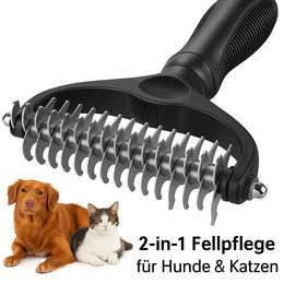 Purlov Unterwollbürste aus Edelstahl für Hunde und Katzen in Schwarz – Bild 1 von 13