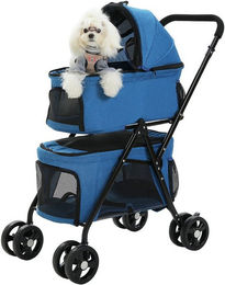 Purpurra Hundebuggy Haustierwagen für kleine Rassen mit Sicherheitsgurt in Blau – Bild 1 von 1