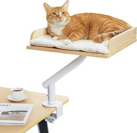 Purpurra Katzen-Hängematte als Schreibtischbett aus Plüsch mit 360 Grad Drehung und verstellbarer Befestigung für Katzen bis 15 KG – Bild 1 von 1