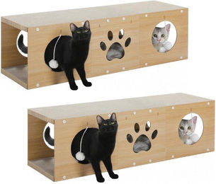 Purpurra Katzenhaus Höhle aus Kratzpappe in Lila und Beige für Katzen – Bild 1 von 2