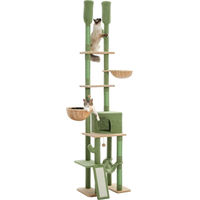 Produktbild von Purpurra Katzenkratzbaum Kaktus-Design Deckenhoch mit großer Höhle Grün 230cm