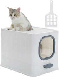 Purpurra Katzentoilette Haubentoilette aus Kunststoff mit ausziehbarer Schale und Streuschaufel 50 x 38 x 39 cm – Bild 1 von 5