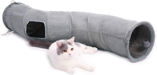 Purpurra Katzentunnel faltbar aus Polyester mit Raschelfunktion und Ball Durchmesser 30 cm Grau – Bild 1 von 5