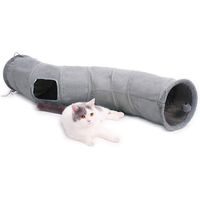 Produktbild von Purpurra Katzentunnel faltbar aus Polyester mit Raschelfunktion und Ball Durchmesser 30 cm Grau