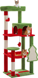 Purpurra Kratzbaum für große Katzen mit Plüsch-Hängematte aus Metall und Plüsch in Rot – Bild 1 von 1