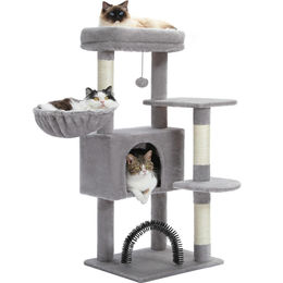 Purpurra Kratzbaum für Katzen mit Massagebürste in Grau 106cm – Bild 1 von 3